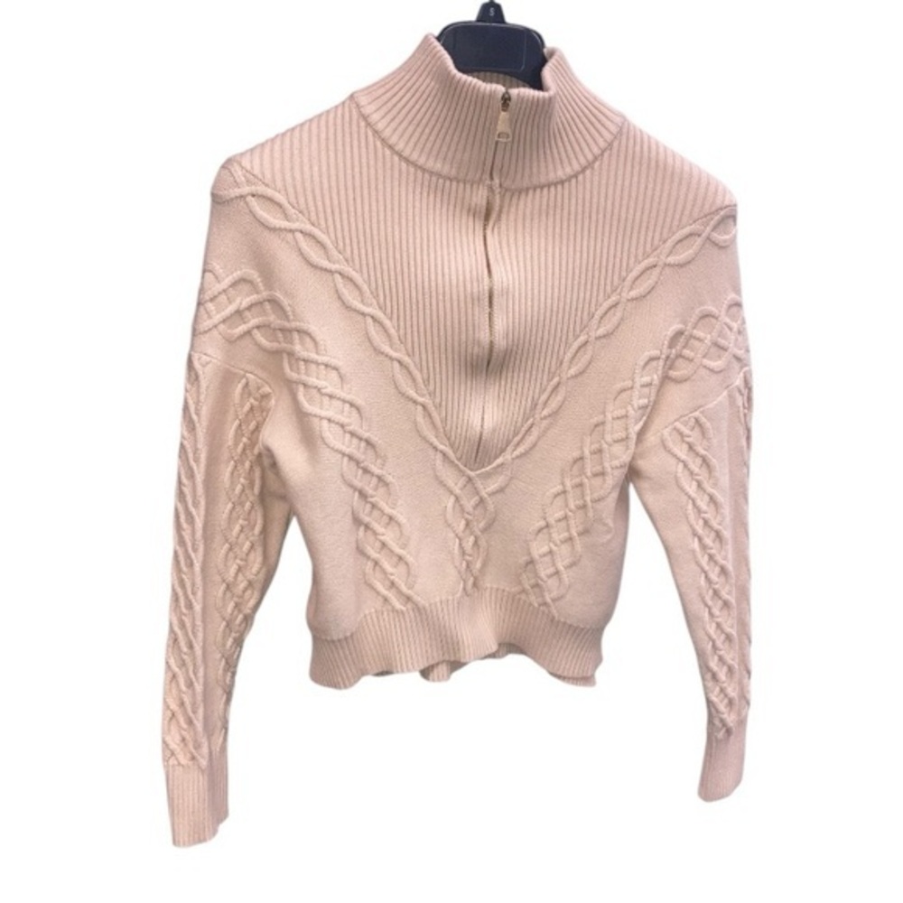 Women's Cable Knit Sweater - Cream 74 % VISCOSE 26 POLYAMIDE SIZE MEDIUM